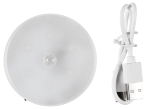 Batteridrevet garderobelampe med sensor, rund, oppladbar