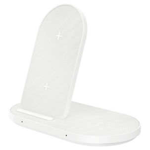 Trådløs 2-i-1 Qi2-lader, hvit