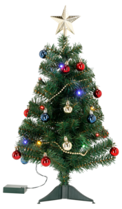 Mini juletre 60 cm med farget LED-belysning og pynt