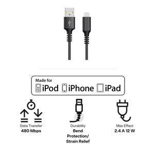 Stofftrukket USB-A til Lightning ladekabel for iPhone 1,5 m Clas Ohlson