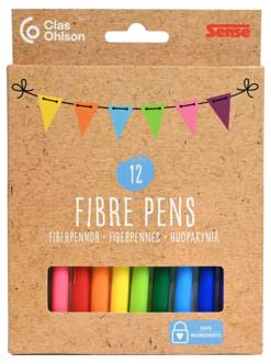 Tuschpennor med tunn spets, 12-pack, från 3 år