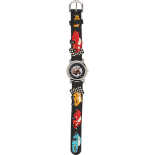 Analog barnklocka racerbilar, svart armband
