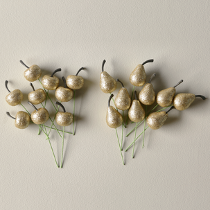 Kunstige frukter i glitrende gullfarge, 18-pakning