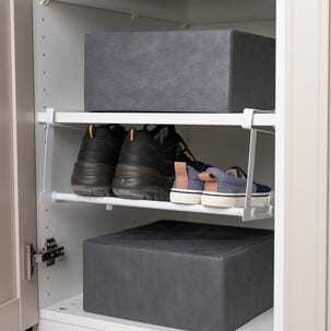 Hängkorg för hyllplan, metall, vit, bredd 39-69 cm