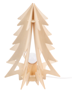 Julgran i trä med belysning, bordslampa julgran, 34 cm