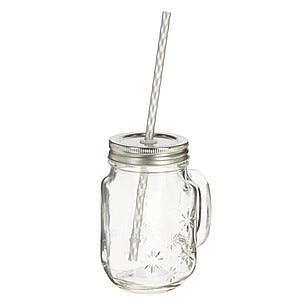 Glasburk med sugrör 