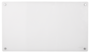 Mill panelelement med termostat, glas, vit