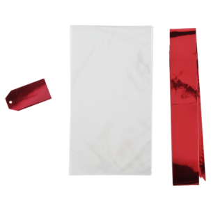 Presentförpackning flaska röd med rosett, 2-pack