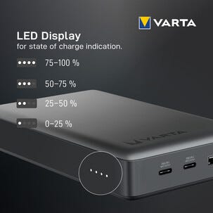 Varta speed powerbank 20000 mAh, 65W, snabbladdare