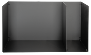 Lav vedholder med 2 rom i svart stål, til innendørs bruk, 39 x 70 cm