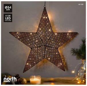 Adventsstjärna LED metall svart guld, Northlight, 54 cm