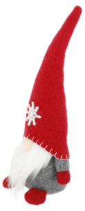 Jultomte i tyg röd/grå 25 cm