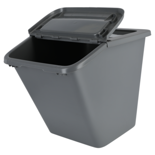 Oppbevaringskasse i plast med foldbart lokk, utendørs, grå