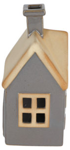 Lyshus i keramikk for telys, grått