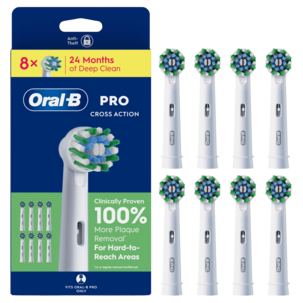 Oral-B Pro Cross Action børstehoder, hvit