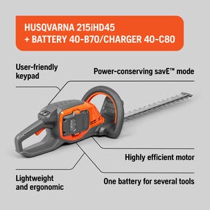 Husqvarna 215iHD45 batteridrevet hekksaks 1 batteri, 36V