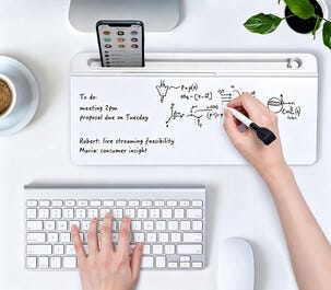 Skrivbordsställ med whiteboard i glas, 40 cm
