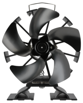 Kaminfläkt för vedspis och kamin 5 blad, svart