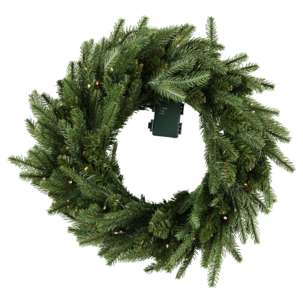 Julekrans med granbar og LED-lys med timer 50 cm