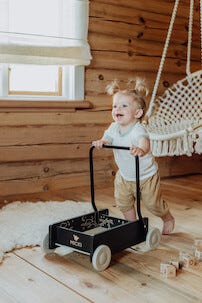 Micki Premium Taaperokärry puuta, musta, yli 6 kk:n ikäisille