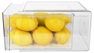 Stapelbar kylskåpsförvaring med låda, transparent