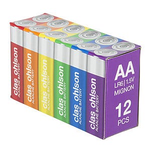 Alkaliska AA/LR6-batterier 12-pack Clas Ohlson